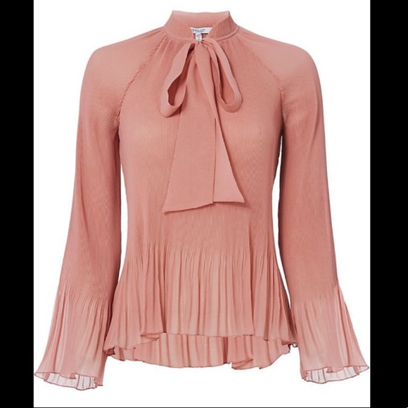 DEREK LAM 10 CROSBY Pleated Tie Neck Blouse 2 - Picture 1 of 16